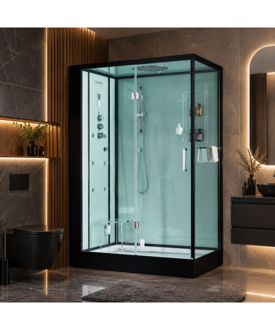 Гідромасажний паровий бокс GOLSTON G-U692B чорний 1200х850х2230 мм лівосторонній, розпашний