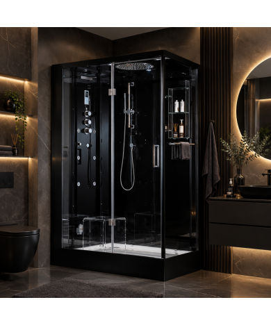 Гідромасажний паровий бокс GOLSTON G-U692BB чорний 1200х850х2230 мм лівосторонній, розпашний