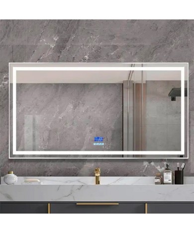 Дзеркало DUSEL LED DE-M0061S1 Silver 80смх65см сенсорне включення + підігрів+ годинник/темп+Bluetooth