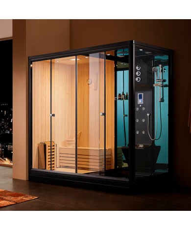 Гідромасажний бокс із сауною GOLSTON G-U881 правосторонній, чорний 2200х1200х2200 мм